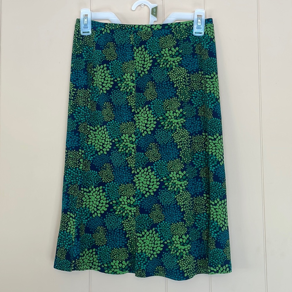 Express Green Colors Patterned Stretch Flowing Loose Midi Skirt Size XS